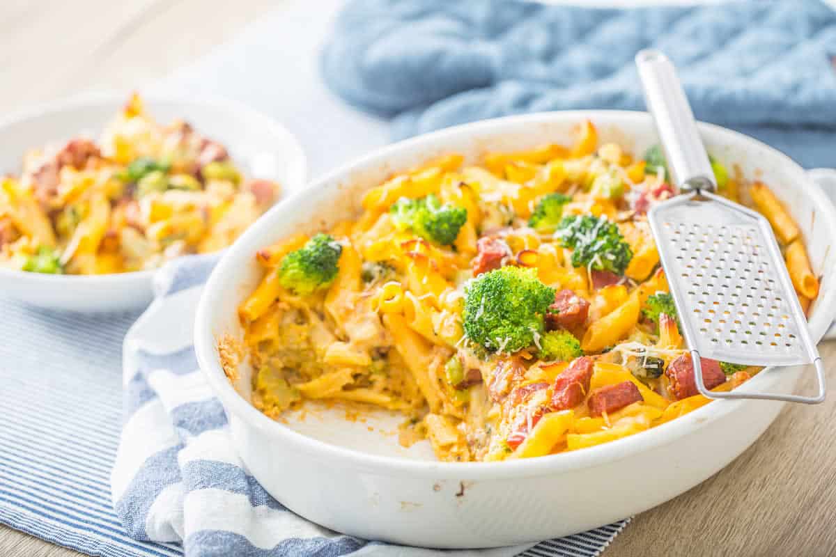 Gratin de penne au brocoli et cheddar