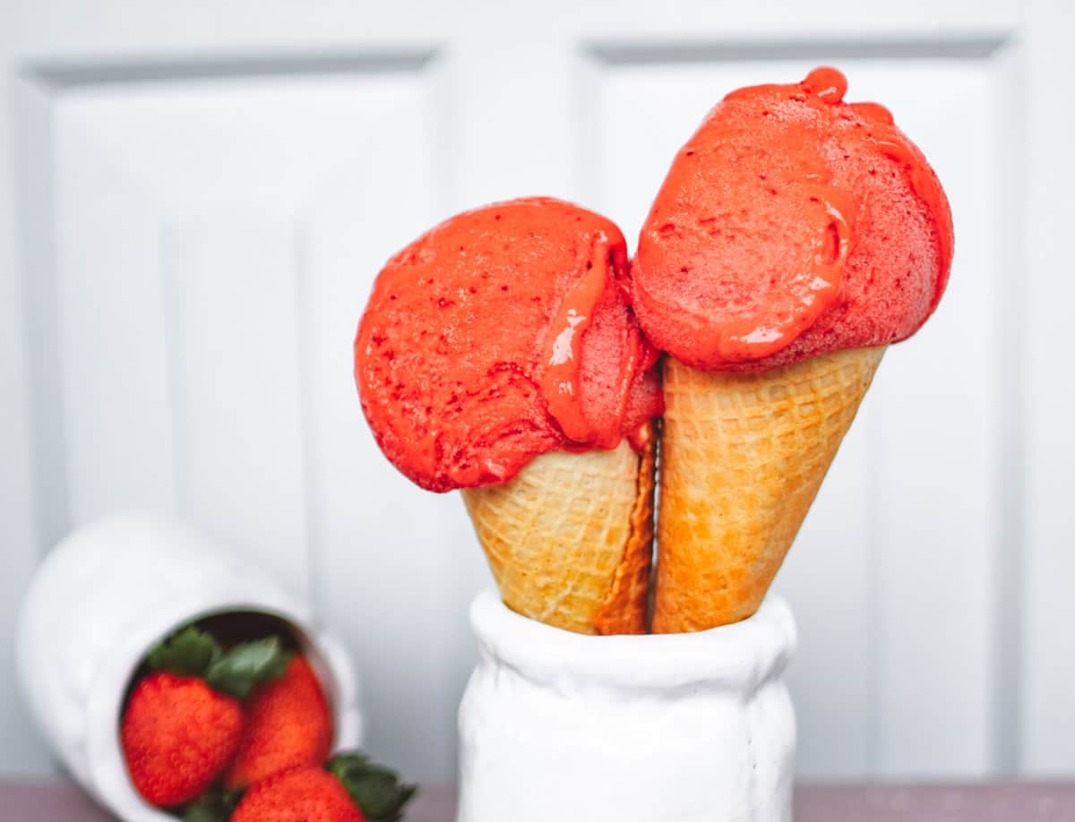 Glace aux fraises sans sorbetière