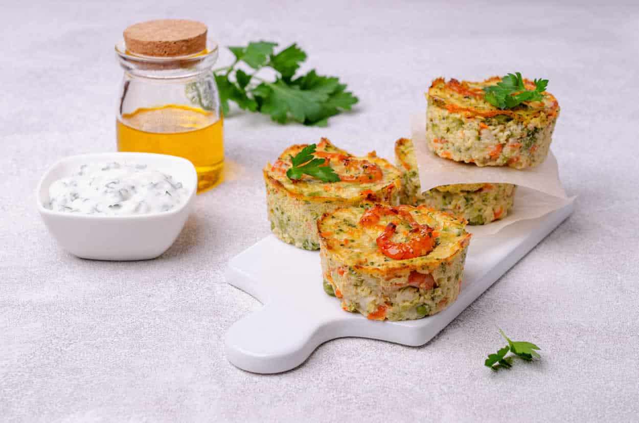 Muffins crevettes et légumes