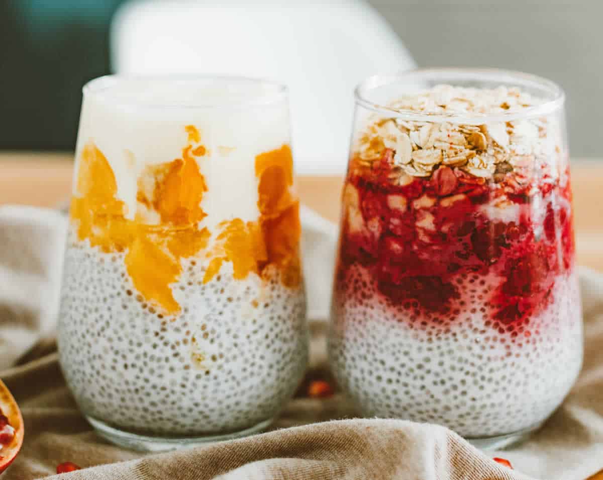 Porridge de chia framboises et abricots