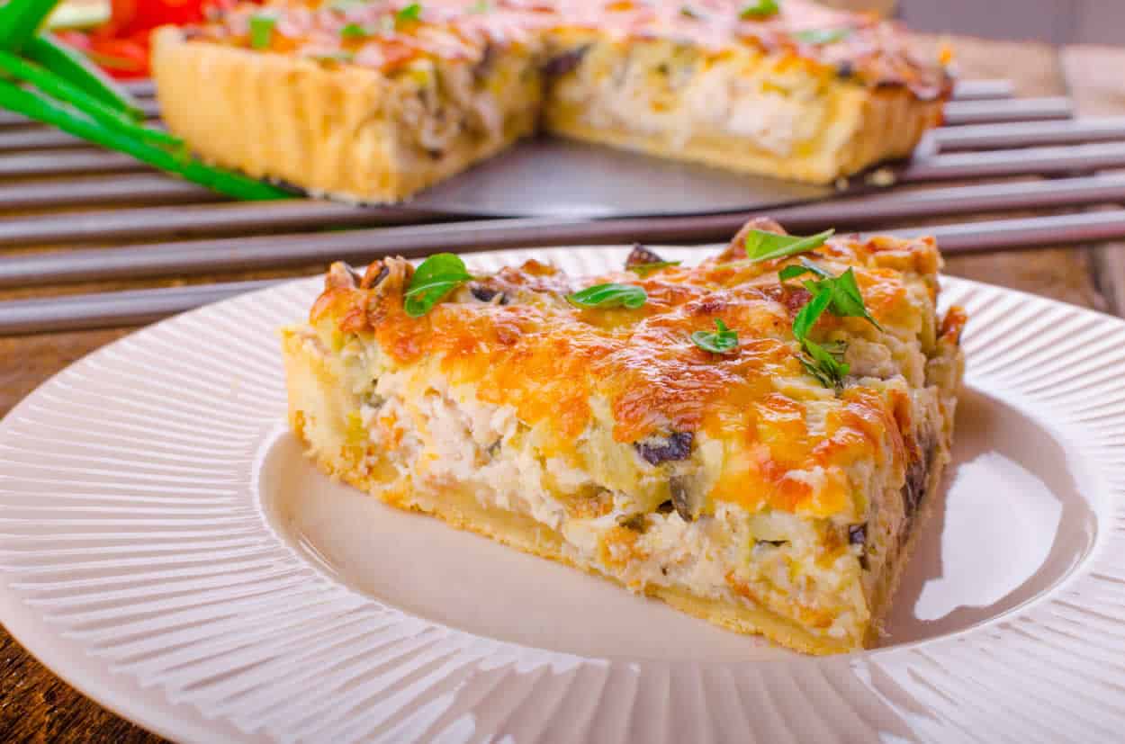 Quiche aubergines poireaux et oignons