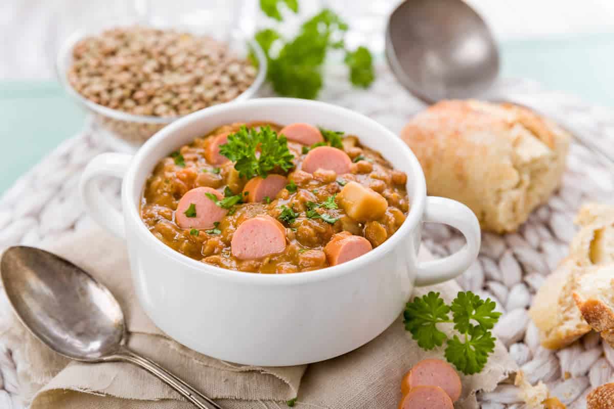 Lentilles aux saucisses au Cookeo