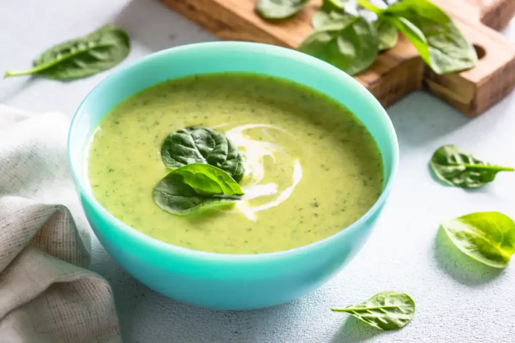 Soupe crémeuse aux courgettes et aux épinards