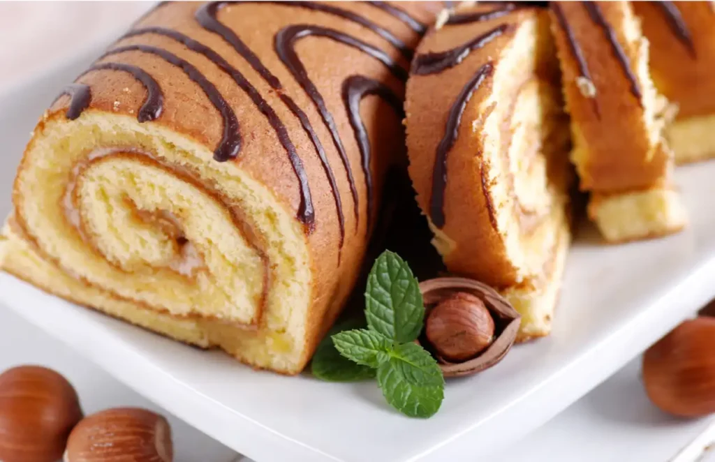 gâteau roulé à la crème de noisettes