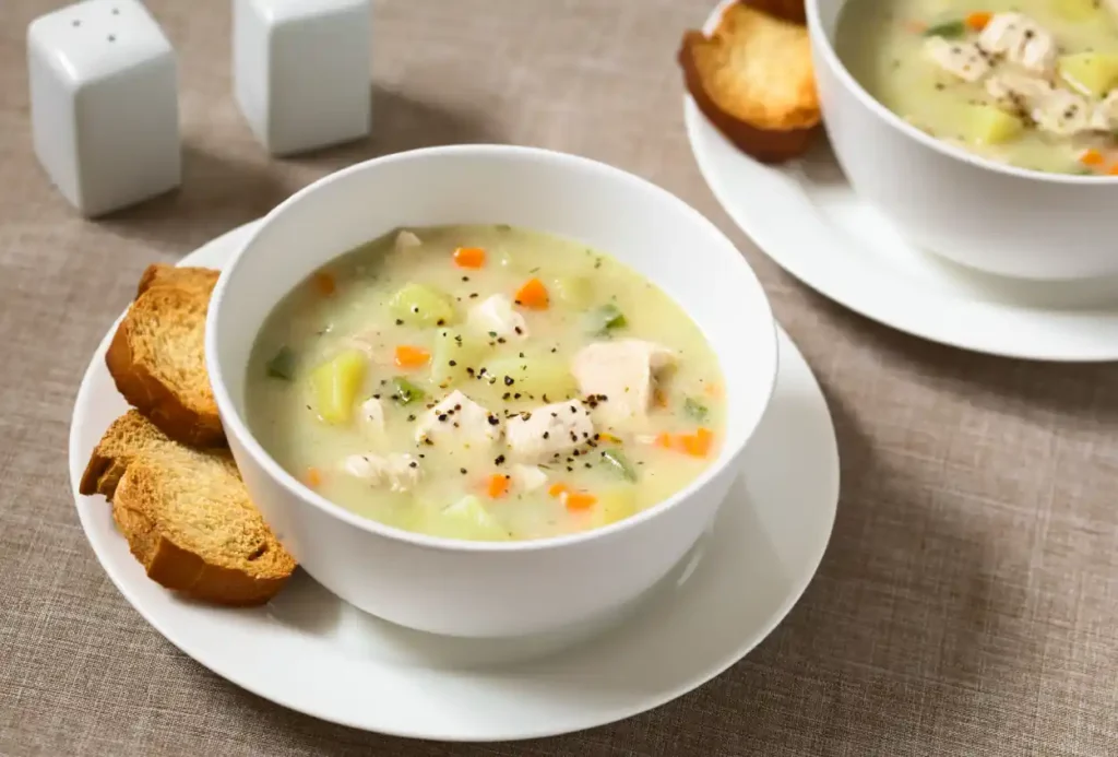 Soupe de poulet aux poireaux et carottes au Cookeo