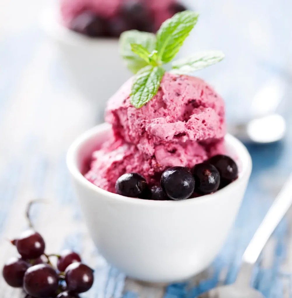 Glace au Cassis avec et sans Sorbetière